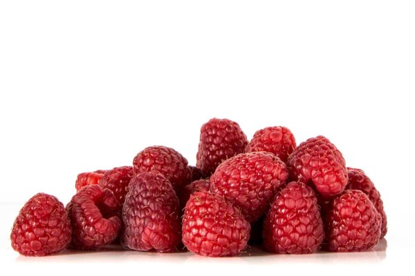 raspberries, fruits, red
