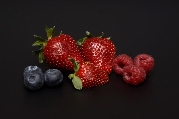strawberries, blueberries, raspberries