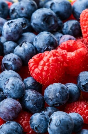 raspberries, blueberries, fruit